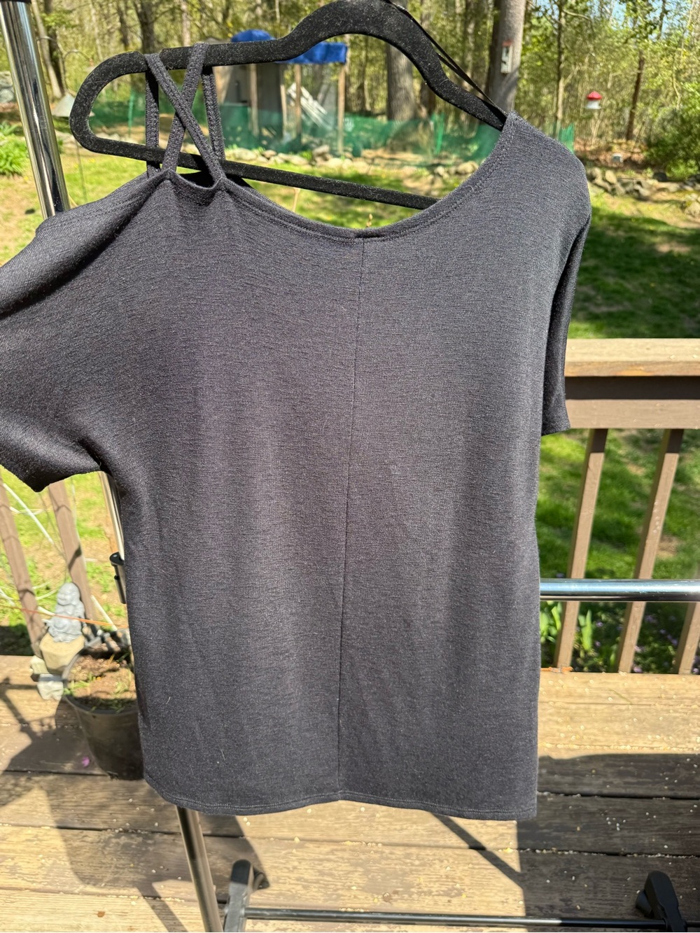 Kaileigh Black Off-Shoulder Short Sleeve Top with Double Strap - Picture 4 of 4